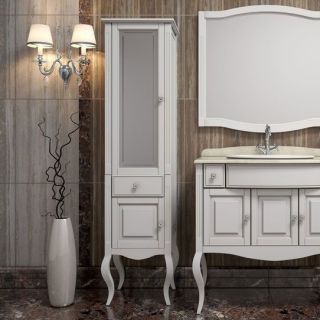 Шкаф-колонна Opadiris Лаура 44 L Z0000012756 Белый матовый ручки Swarovski Хром